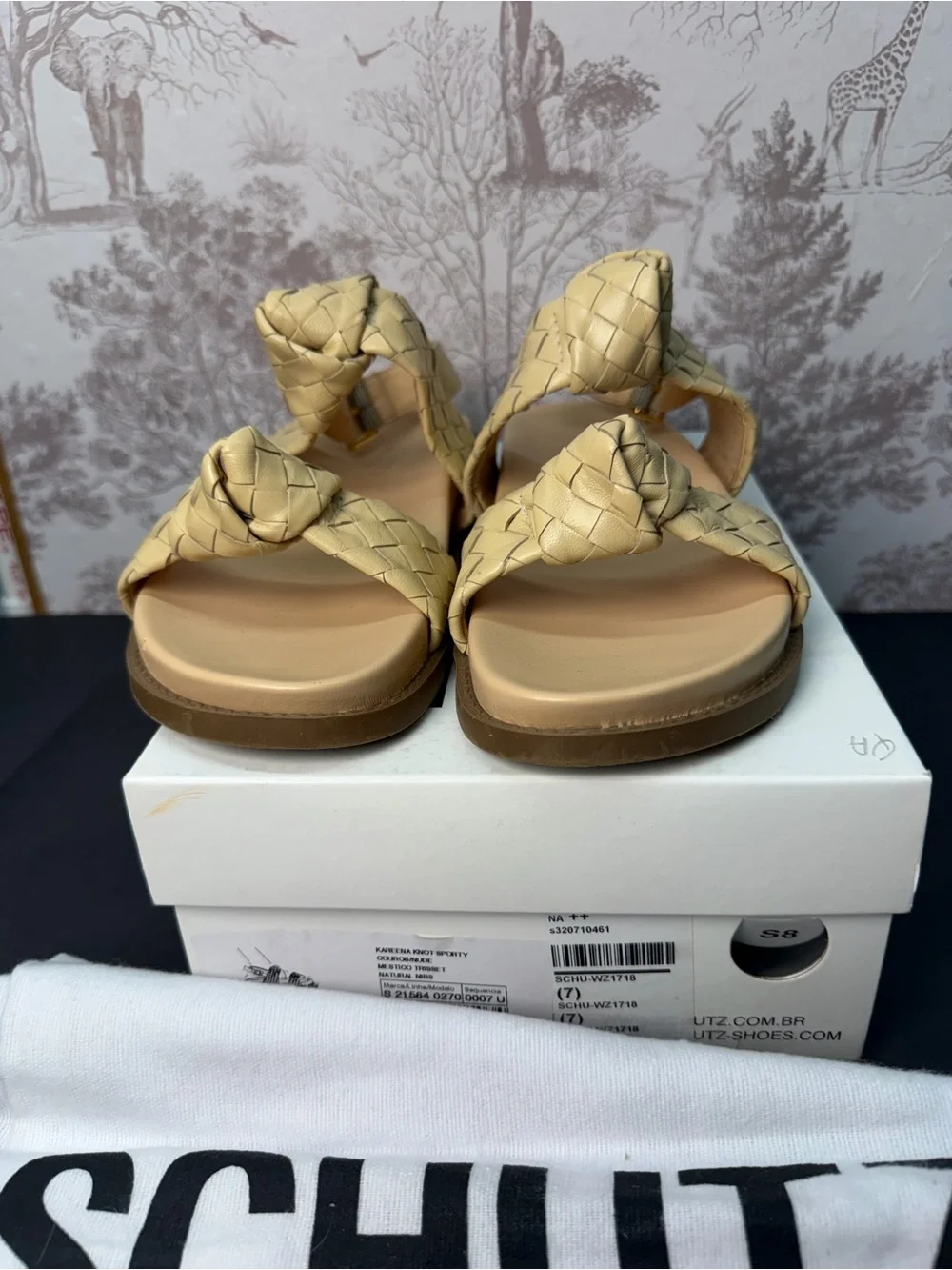 Schutz Kareena Knot Sporty Sandal in Natural Nibs woven leather